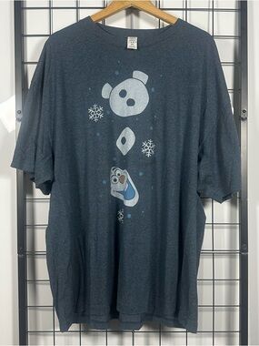 Disney Dark Blue Frozen Olaf Upside Down Short Sleeve T-Shirt Men's 3XL